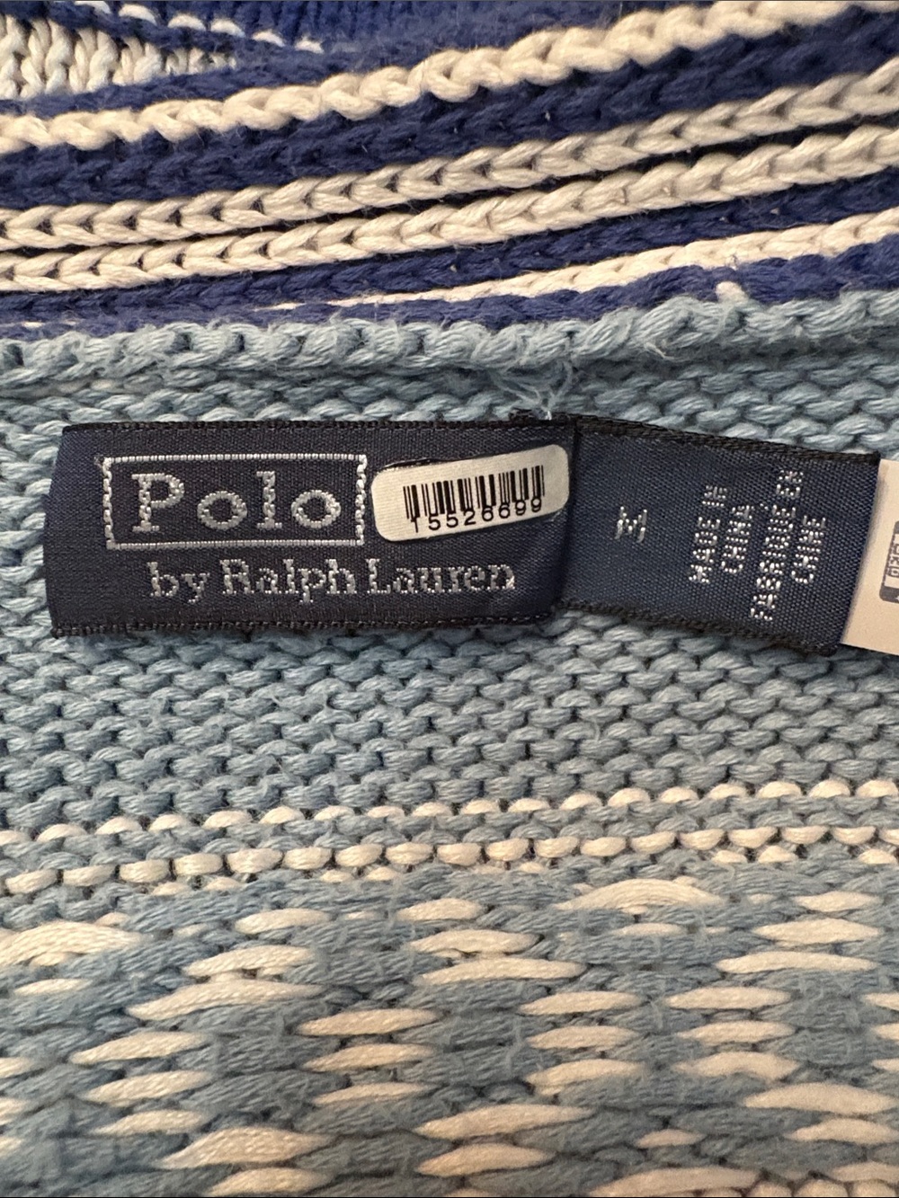 Polo Ralph Lauren Geo-Stripe Pom-Pom Linen-Blend Cardigan - size M - Picture 6 of 8